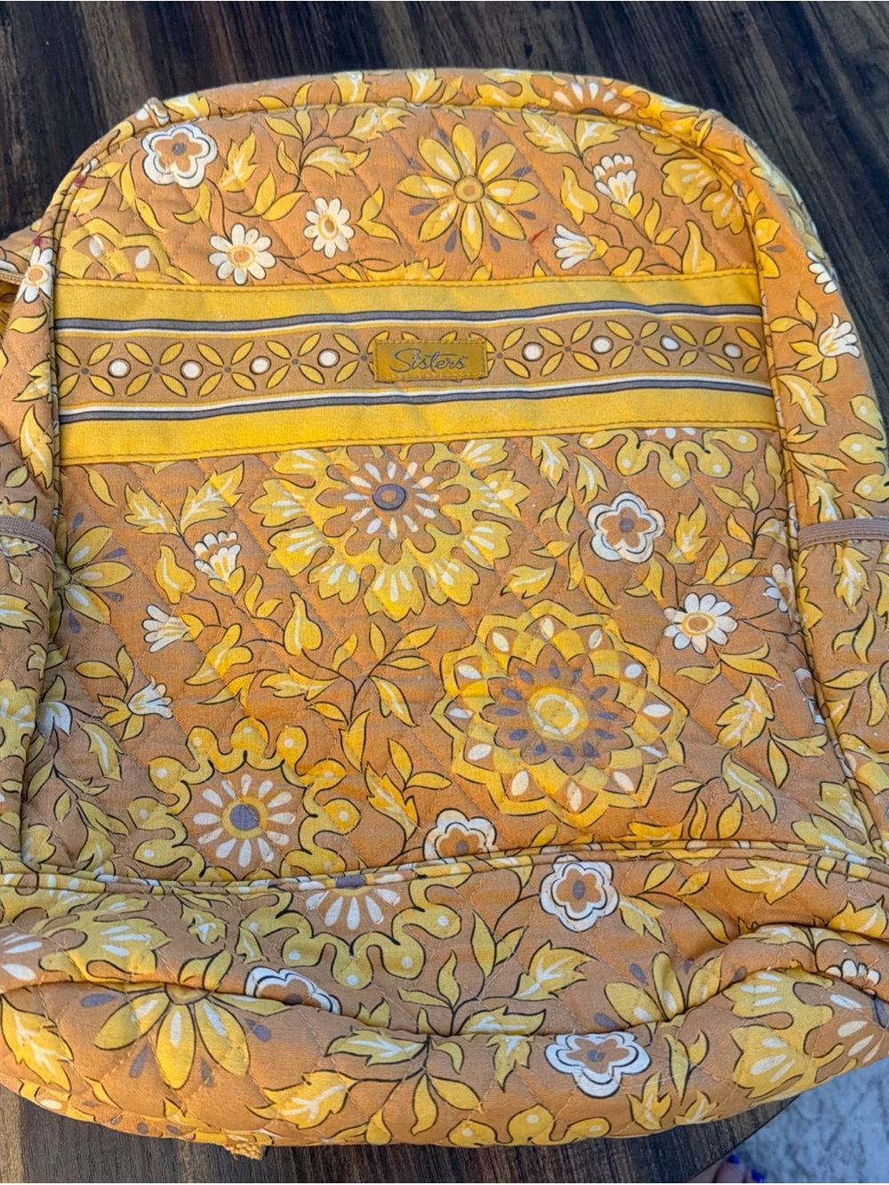 Longaberger Yellow Floral Quilted Backpack